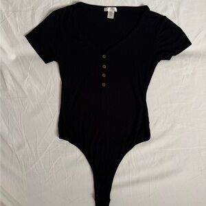 Black Button-Down Bodysuit